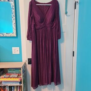 Good luck burgundy size 18 gown with tiny silver threading
